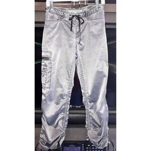 Vintage Express Gray Silver Satin Cargo Parachute Y2K Utility Pants Size 8